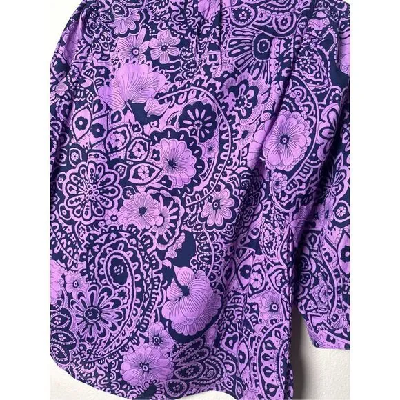Umgee Paisley Print Dark Purple Blouse Sz m - Picture 5 of 7